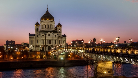 Sunset View of Christ the Savior Cathedral. Moscow alt