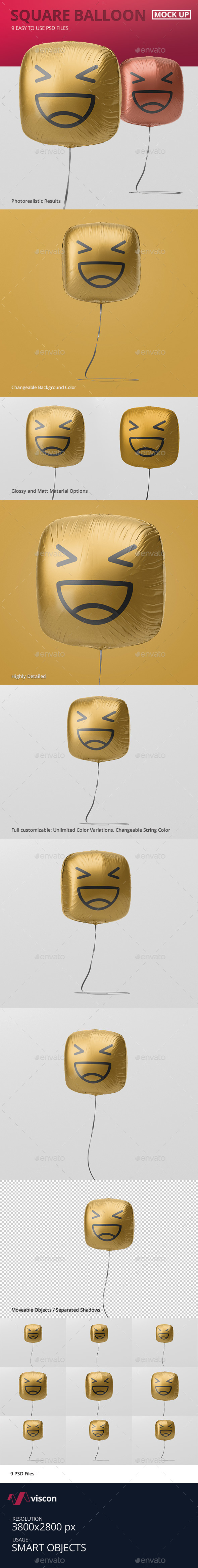 Square Balloon Mockup - Miscellaneous Print