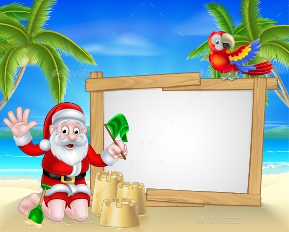 Beach Christmas Santa - Christmas Seasons/Holidays