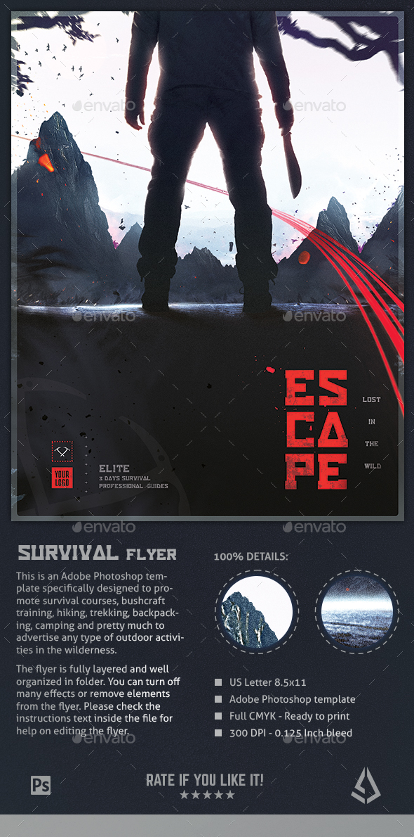 Survival Flyer II - Bushcraft Poster Template - Miscellaneous Events