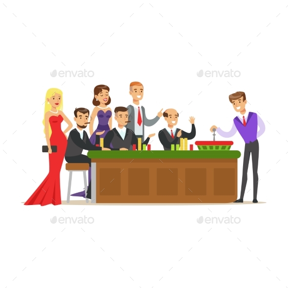People Placing Bets on Roulette Table in Casino - People Characters