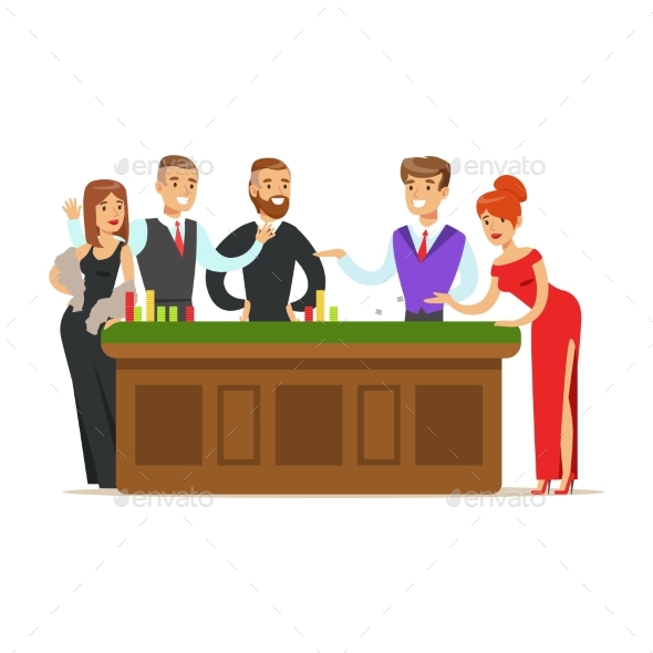 People Gambling at Table in Casino - People Characters