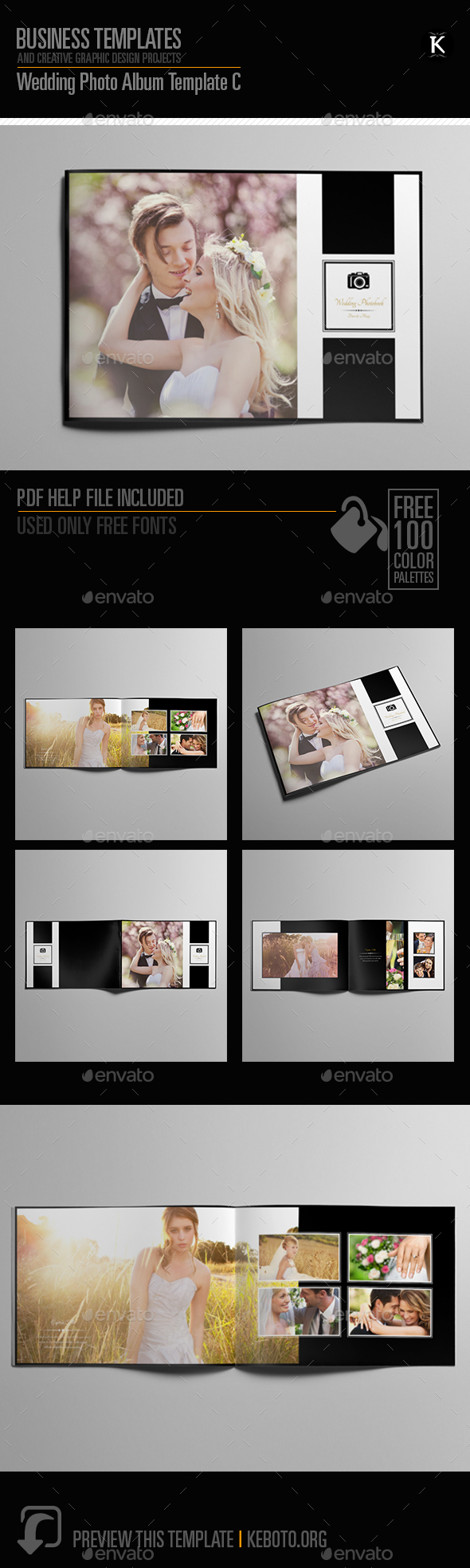 Wedding Photo Album Template C - Photo Albums Print Templates