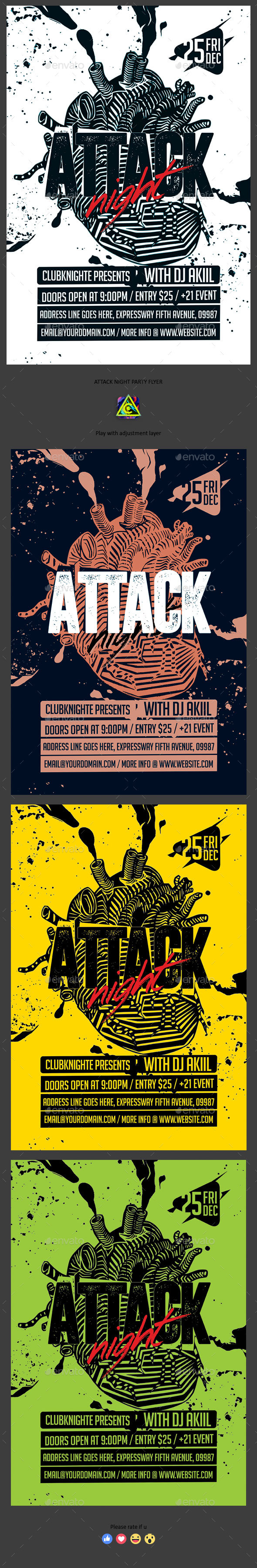 Attack Nigth Party Flyer - Clubs & Parties Events