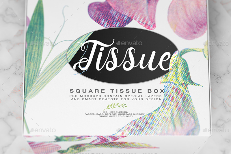 Square Tissue Box Mockup by Wutip | GraphicRiver