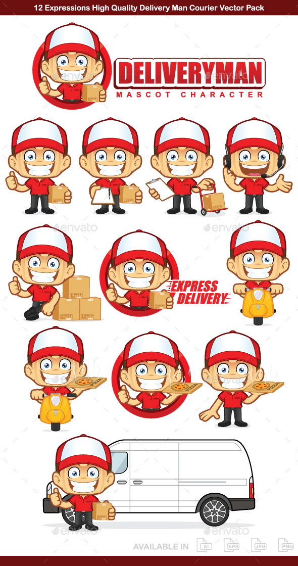 Deliveryman Courier Mascot Character - People Characters