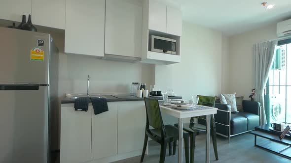 Modern Apartment Decoration Walkthrough from the Dining Area to the Living Area alt