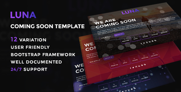 Luna | Coming Soon Html 5 Template by CoderHut