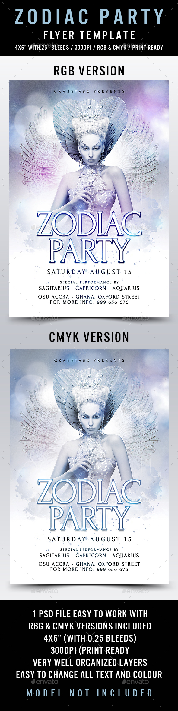 Zodiac Party Flyer Template - Flyers Print Templates