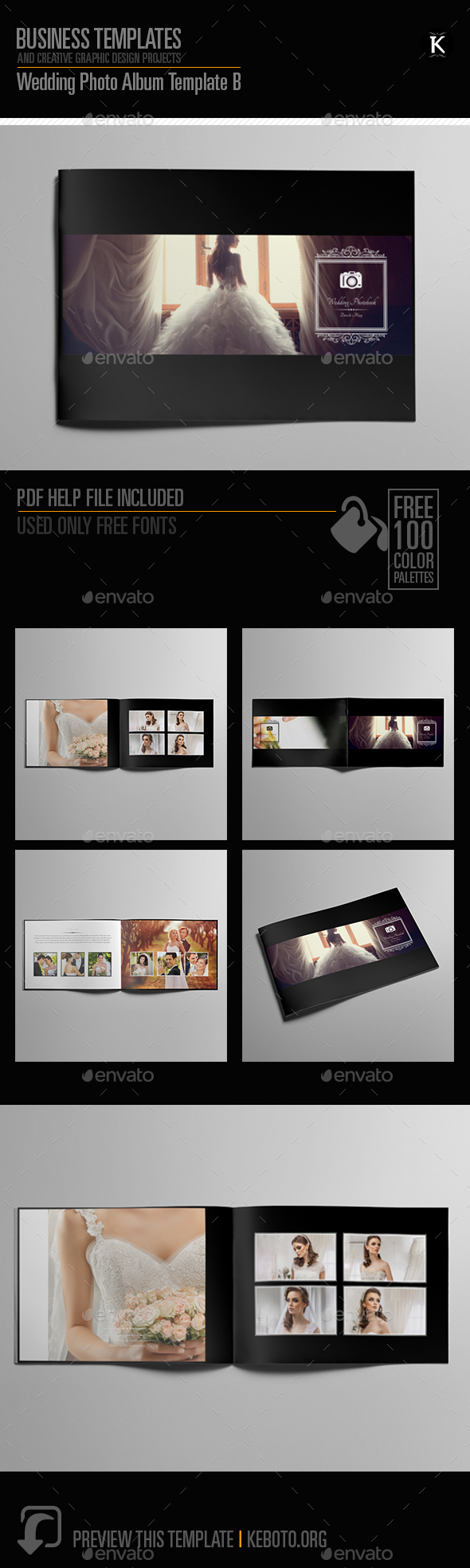 Wedding Photo Album Template B - Photo Albums Print Templates
