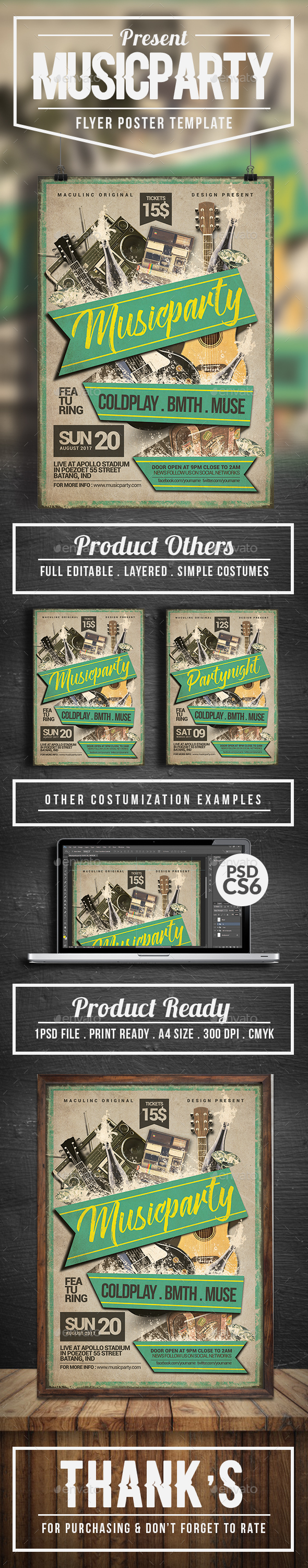Musicparty Flyer/Poster Templates - Clubs & Parties Events