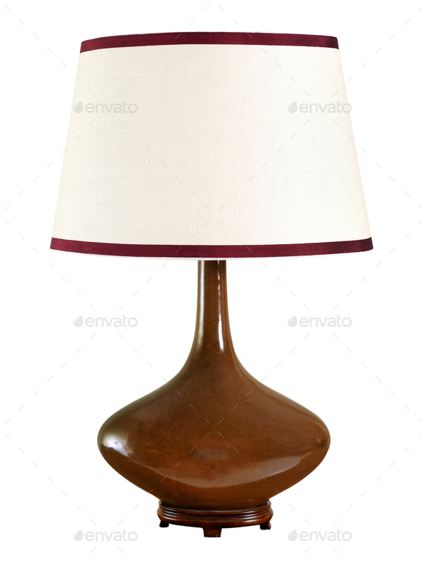 Elegant Bulbous Brown Table Lamp With Shade