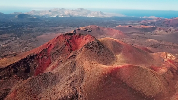Flying Over Volcano Near Timanfaya National Park, Lanzarote, Canary Islands alt