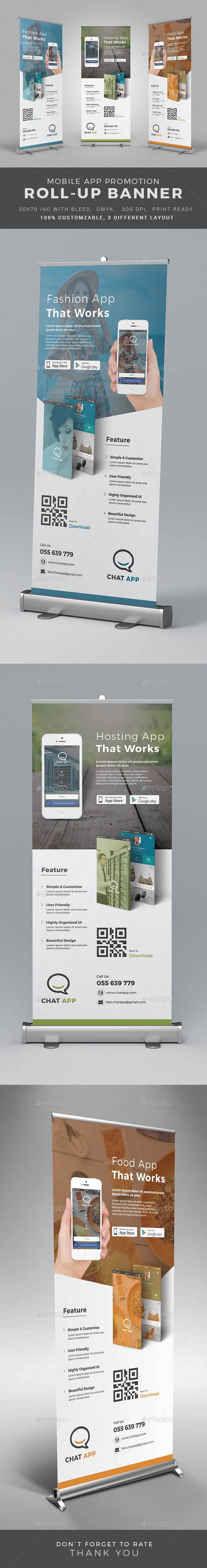 Mobile App Roll-up Banner - Signage Print Templates