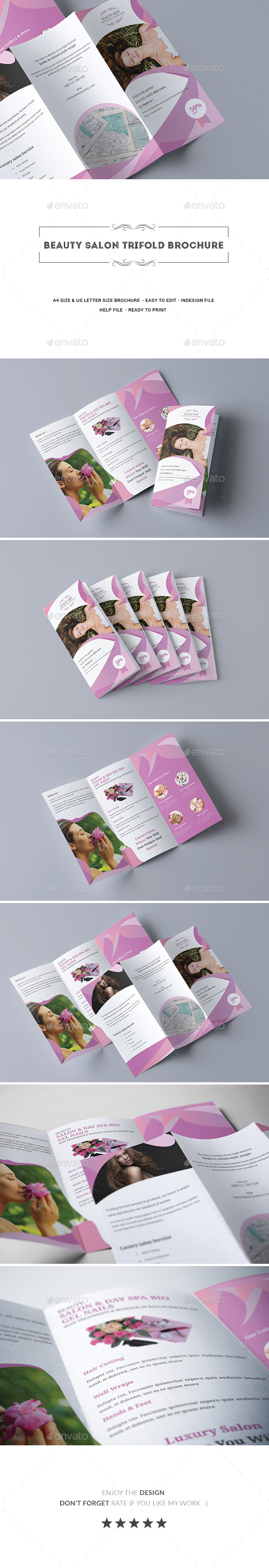 Beauty Salon Trifold Brochure - Informational Brochures