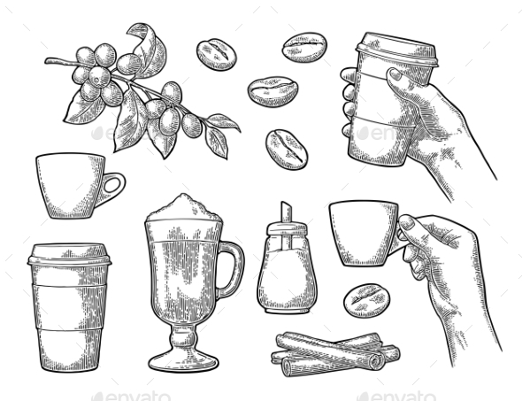 Set of Coffee - Food Objects