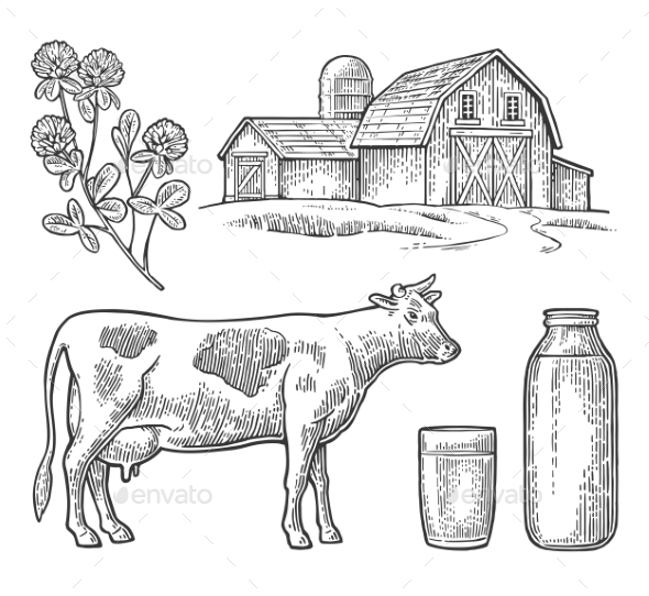 Milk Farm Set - Food Objects