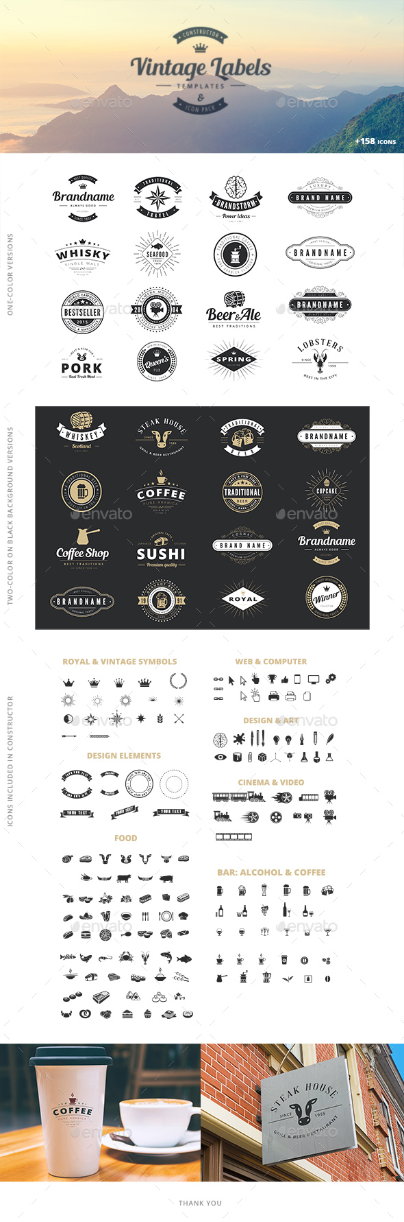 Vintage Label Badge Logo Constructor - Badges & Stickers Web Elements