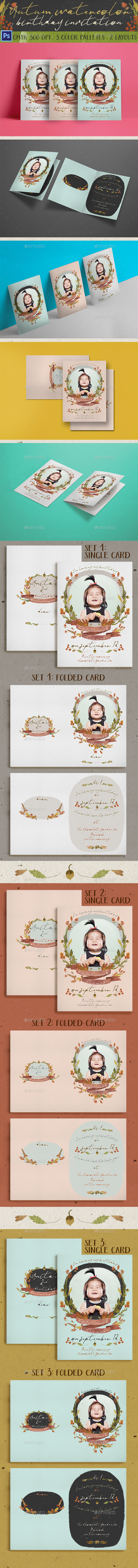 Autumn Watercolor Birthday Invitation - Birthday Greeting Cards