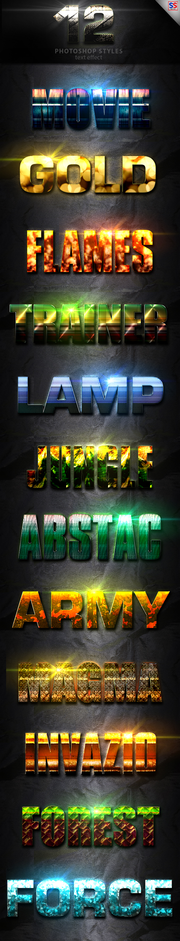 12 Light Photoshop text Effect vol 11 - Text Effects Styles