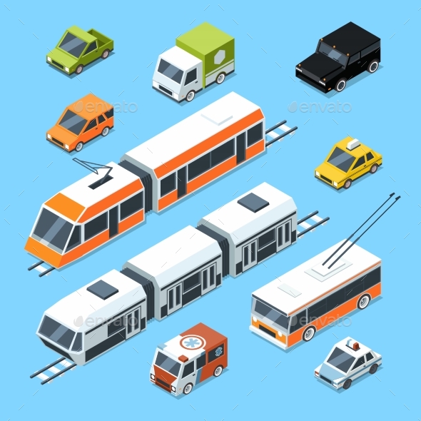 Isometric Municipal Transport Set - Travel Conceptual
