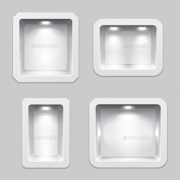 Empty White Plastic Boxes or Niche Display - Miscellaneous Vectors