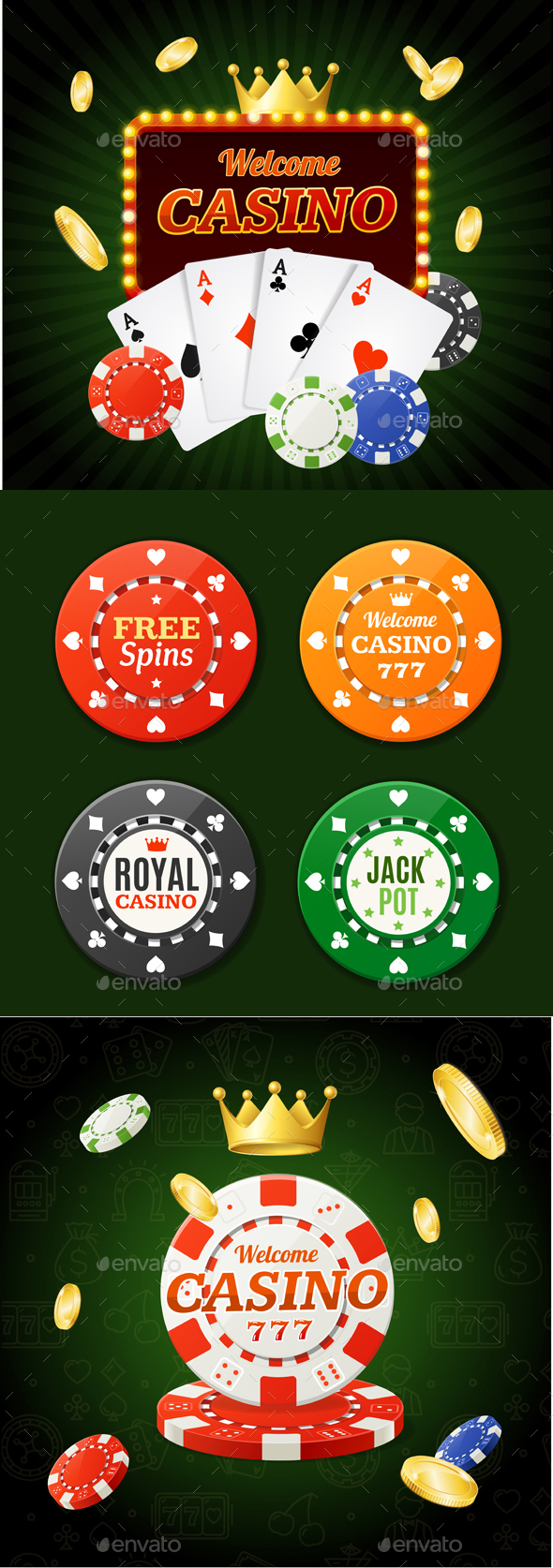 Casino Sign Banner Light Bulbs Vintage Neon Frame - Miscellaneous Vectors