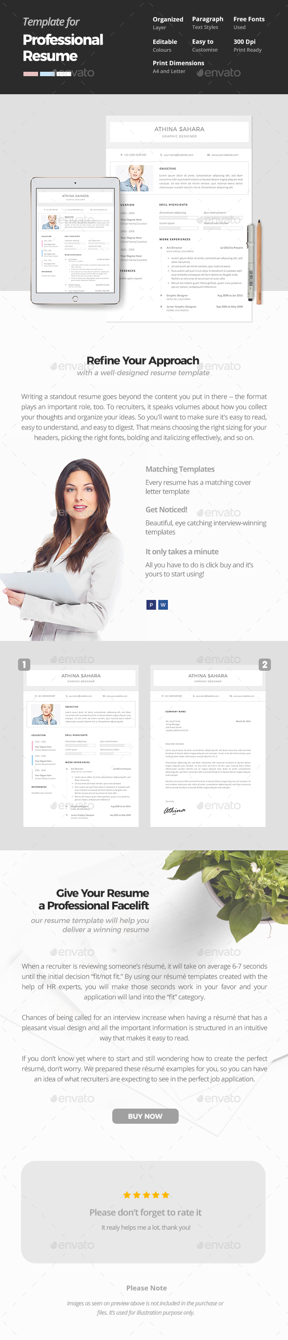 Clean and Professional Resume Template - Resumes Stationery