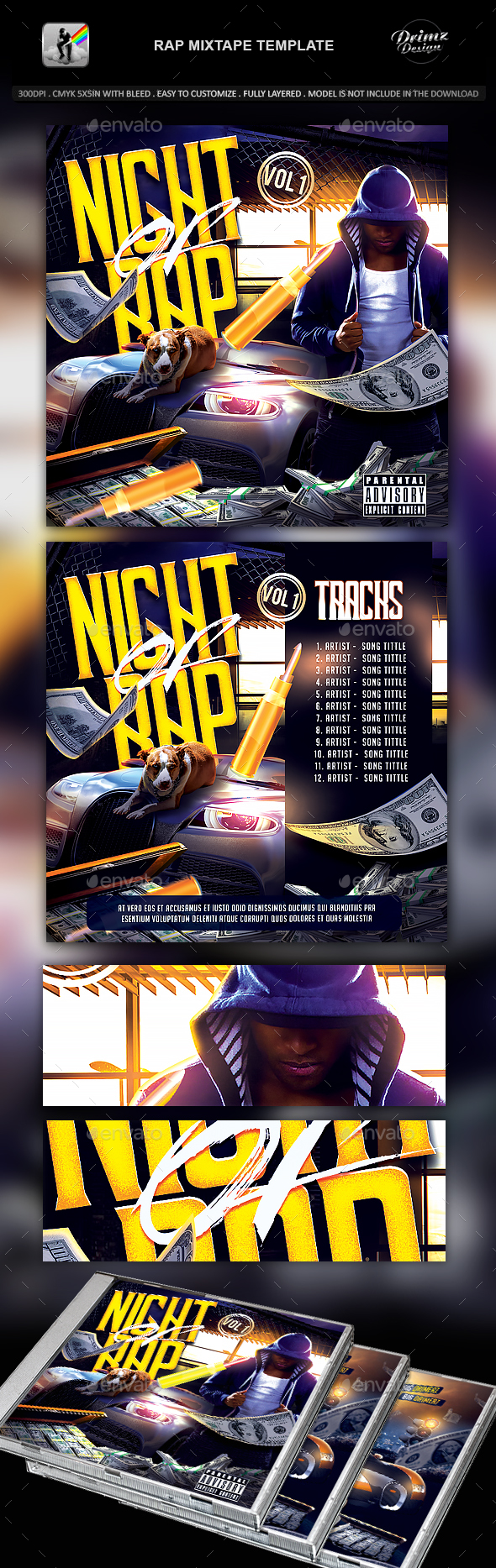 Rap Mixtape Template - CD & DVD Artwork Print Templates
