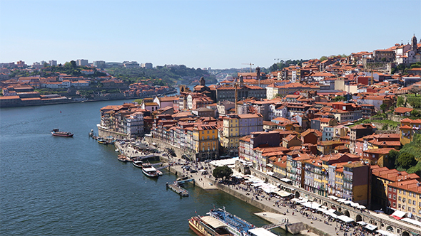 Porto City at Bright Sunny Day