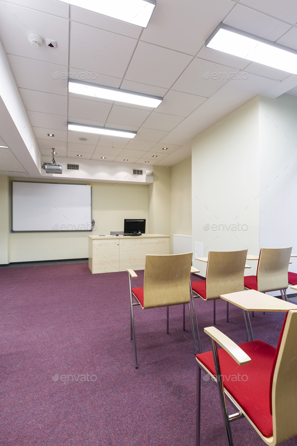 Cosy lecture room with board