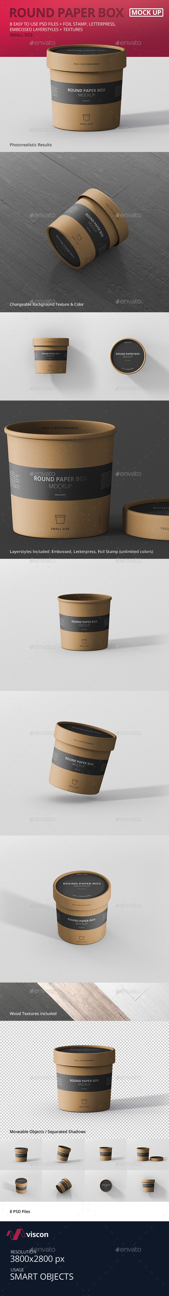 Paper Box Mockup Round - Small Size - Food and Drink Packaging