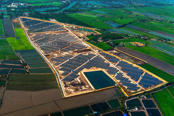 Solar energy system panels, power cells farms - Stock Photo - Images