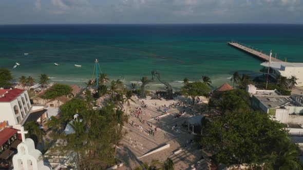 Stunning Seascape with the Portal Maya Sculpture on the Beach at Playa Del Carmen Mexico alt