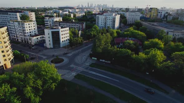 Drone Aerial Footage of the City in Sunset