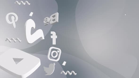 3D Social Media Icons Background