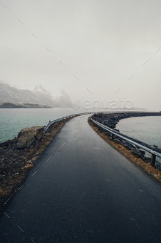 Road across a fjord