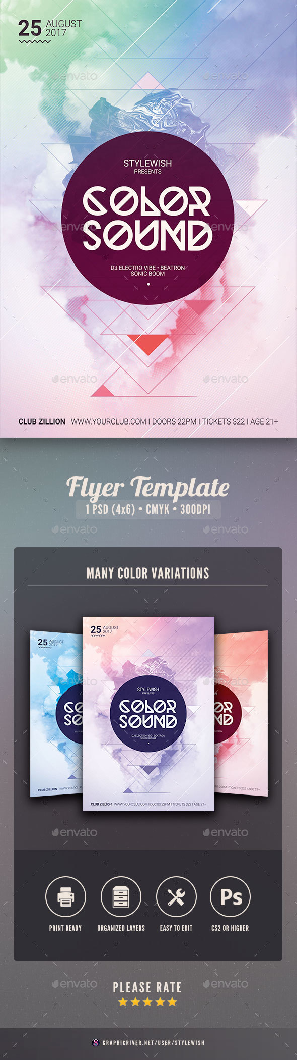 Color Sound Flyer - Clubs & Parties Events