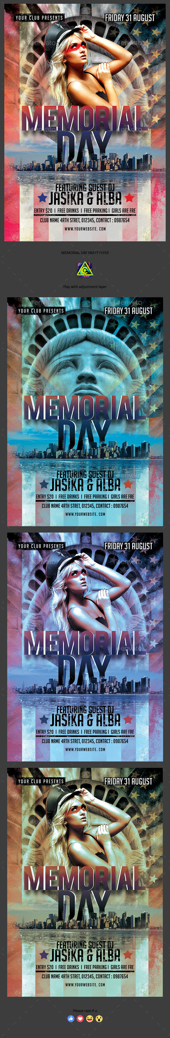 Memorial Day Flyer - Clubs & Parties Events