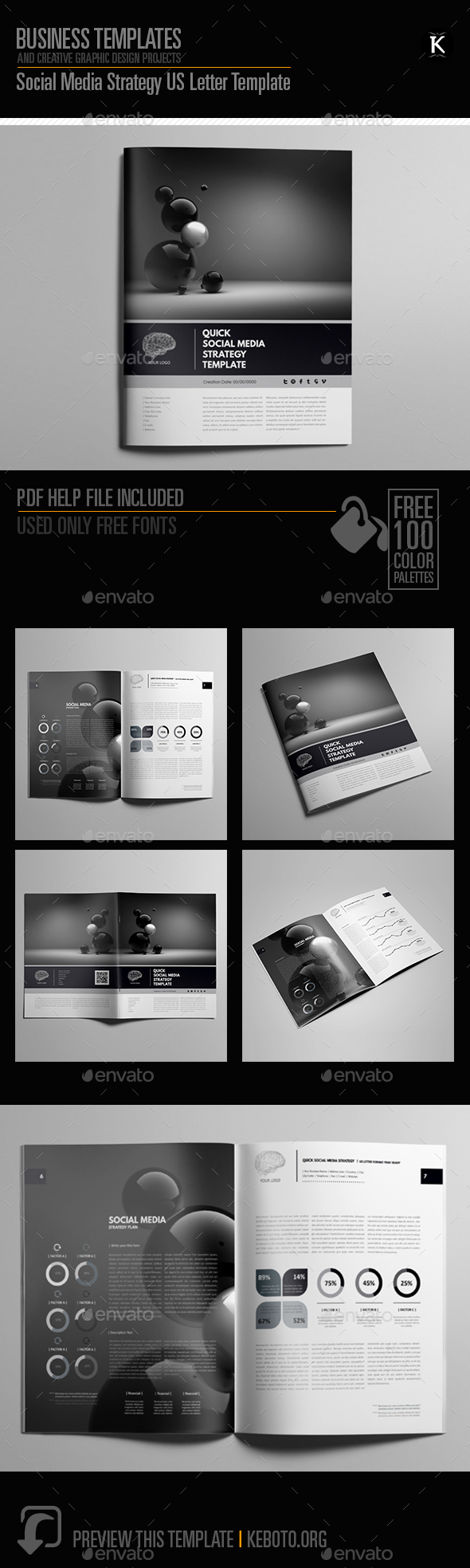 Social Media Strategy US Letter Template - Miscellaneous Print Templates