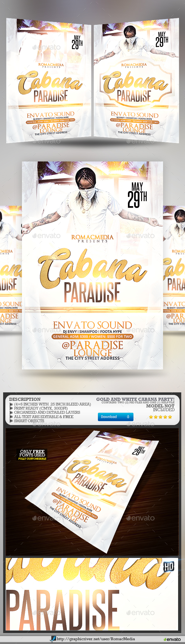 White and Gold Cabana Party Flyer - Clubs & Parties Events