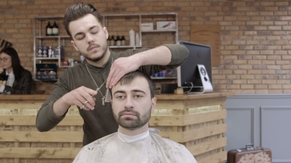 VideoHive Man Hairdresser Doing Haircut Beard Adult Men in the Men's Hair Salon Haircut with Scissors 19919241 VideoHive Man Hairdresser Doing Haircut Beard Adult Men in the Men's Hair Salon Haircut with Scissors 19919241