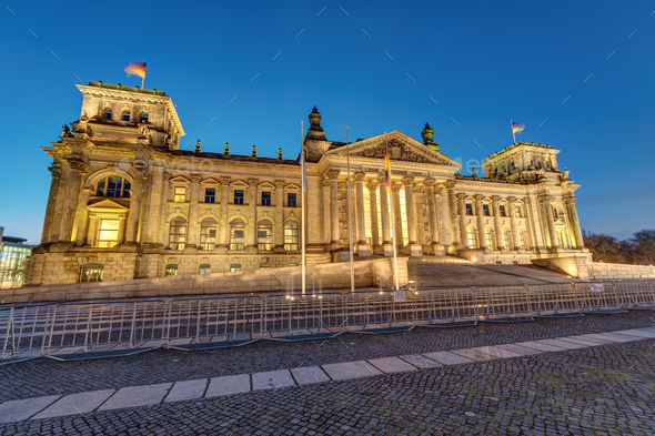 The german Reichstag in Berlin at dawn - Stock Photo - Images