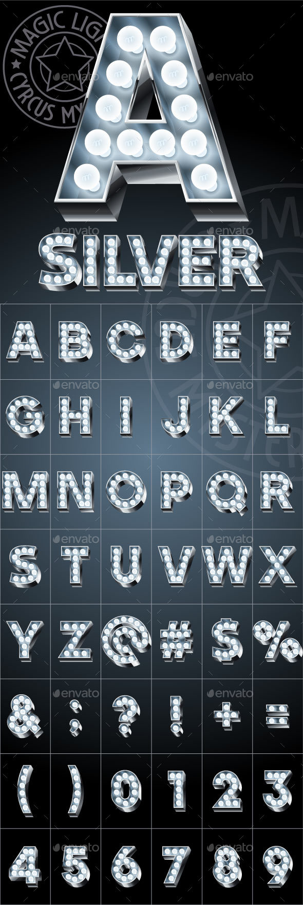 Silver Lamp Alphabet - Decorative Symbols Decorative