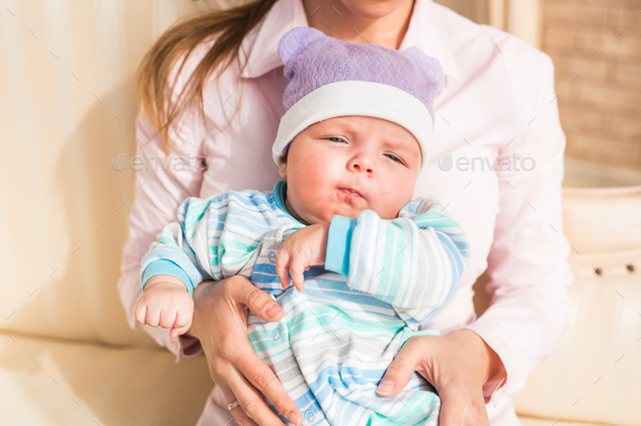 Cute baby boy, closeup portrait of adorable child - Stock Photo - Images