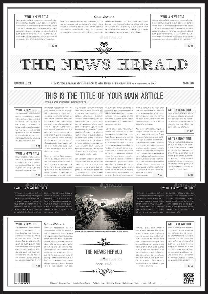 Newspaper A3 Template by Keboto | GraphicRiver