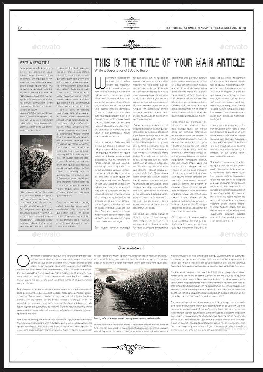 Newspaper A3 Template by Keboto | GraphicRiver