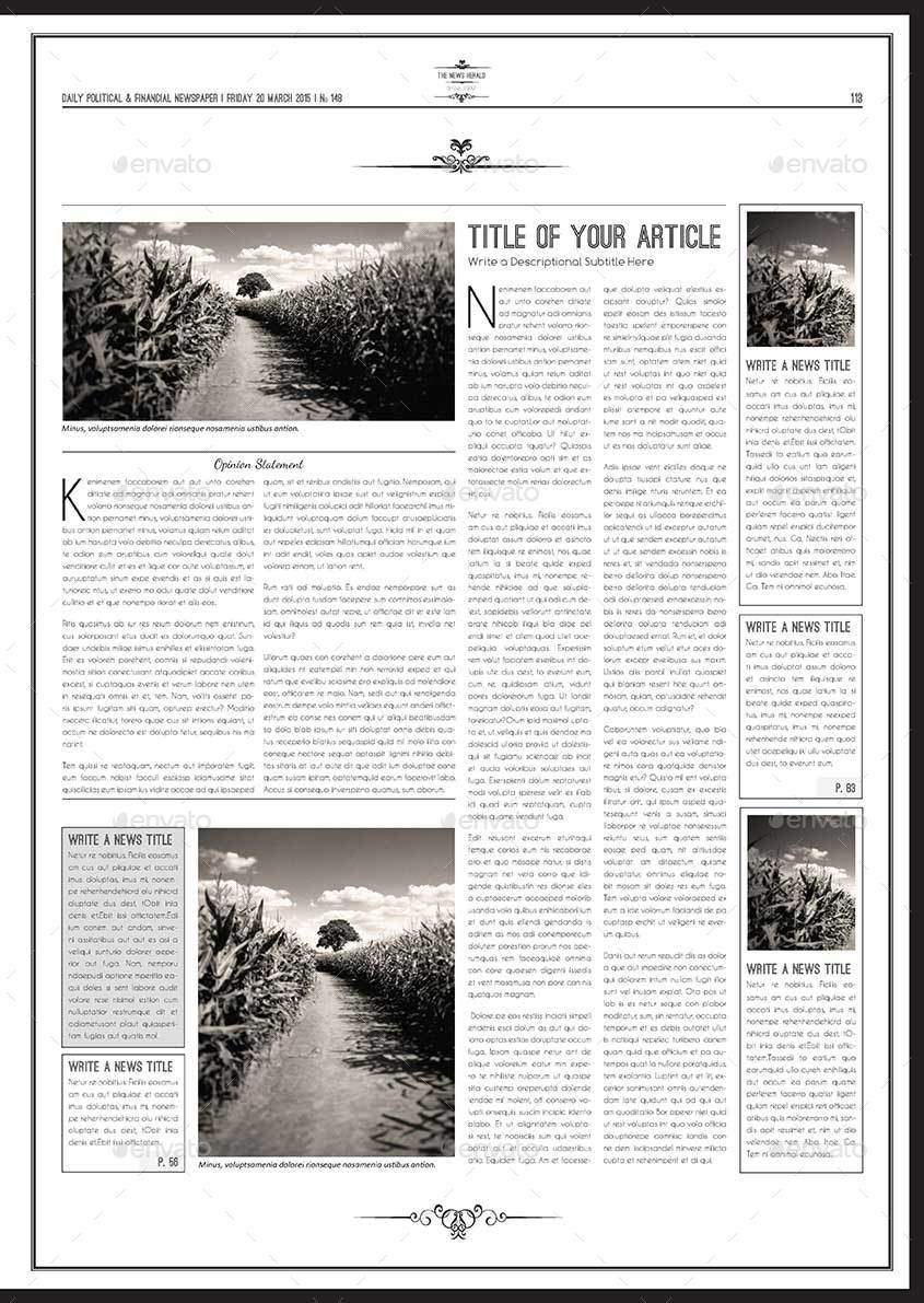 Newspaper A3 Template by Keboto | GraphicRiver
