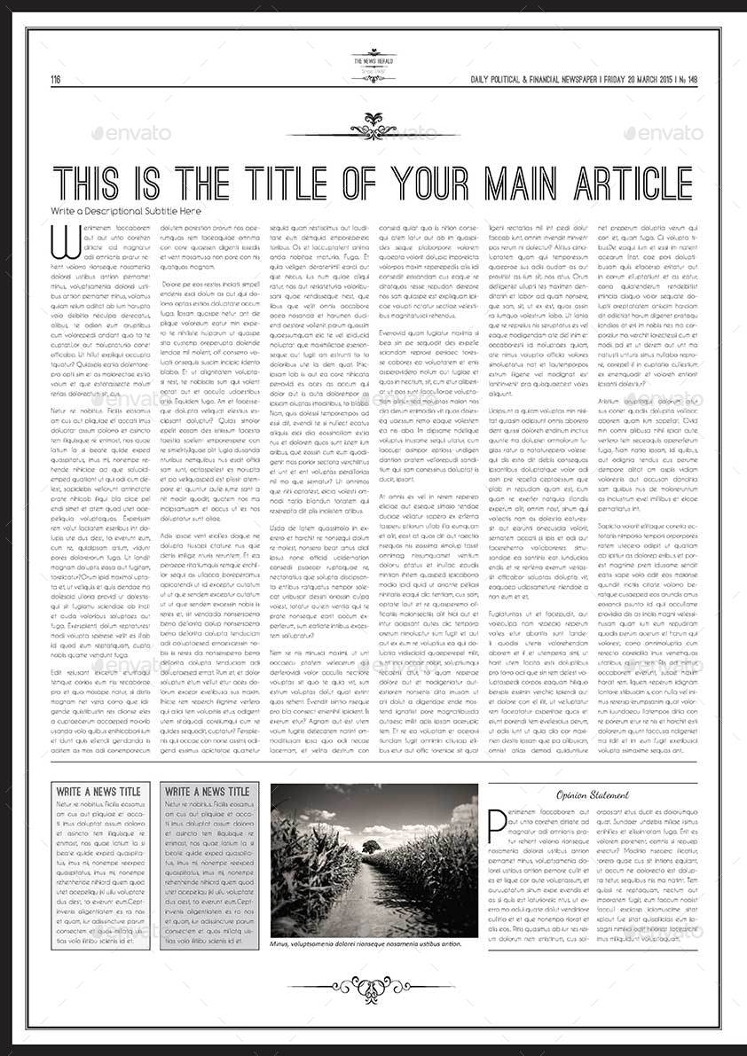 Newspaper A3 Template by Keboto | GraphicRiver