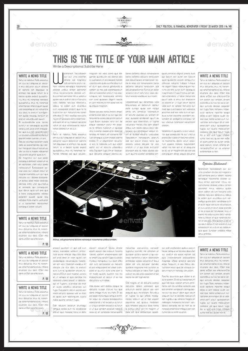 Newspaper A3 Template by Keboto | GraphicRiver